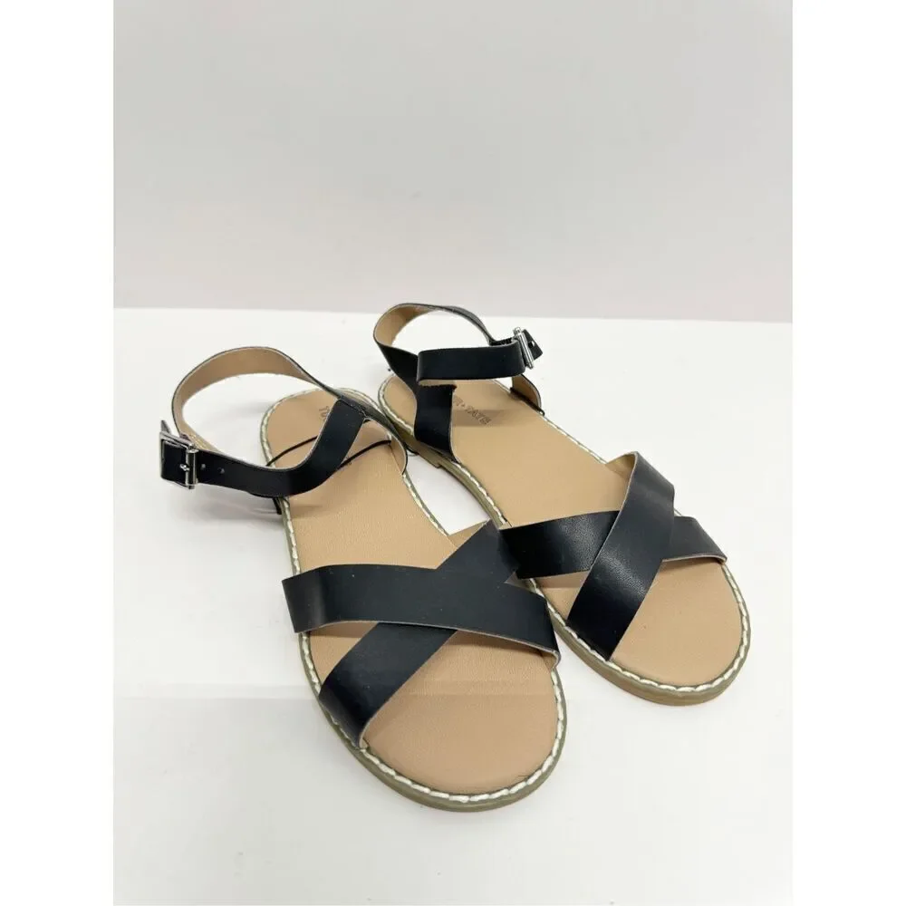 Tucker + Tate‎ Sandals Size 2 Kids Black Crisscross Open Toe NEW
